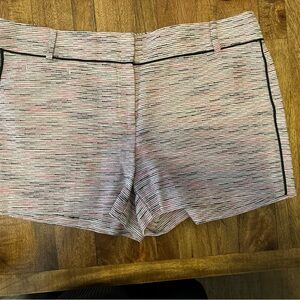 LOFT Pink and White Striped Shorts with Black Piping